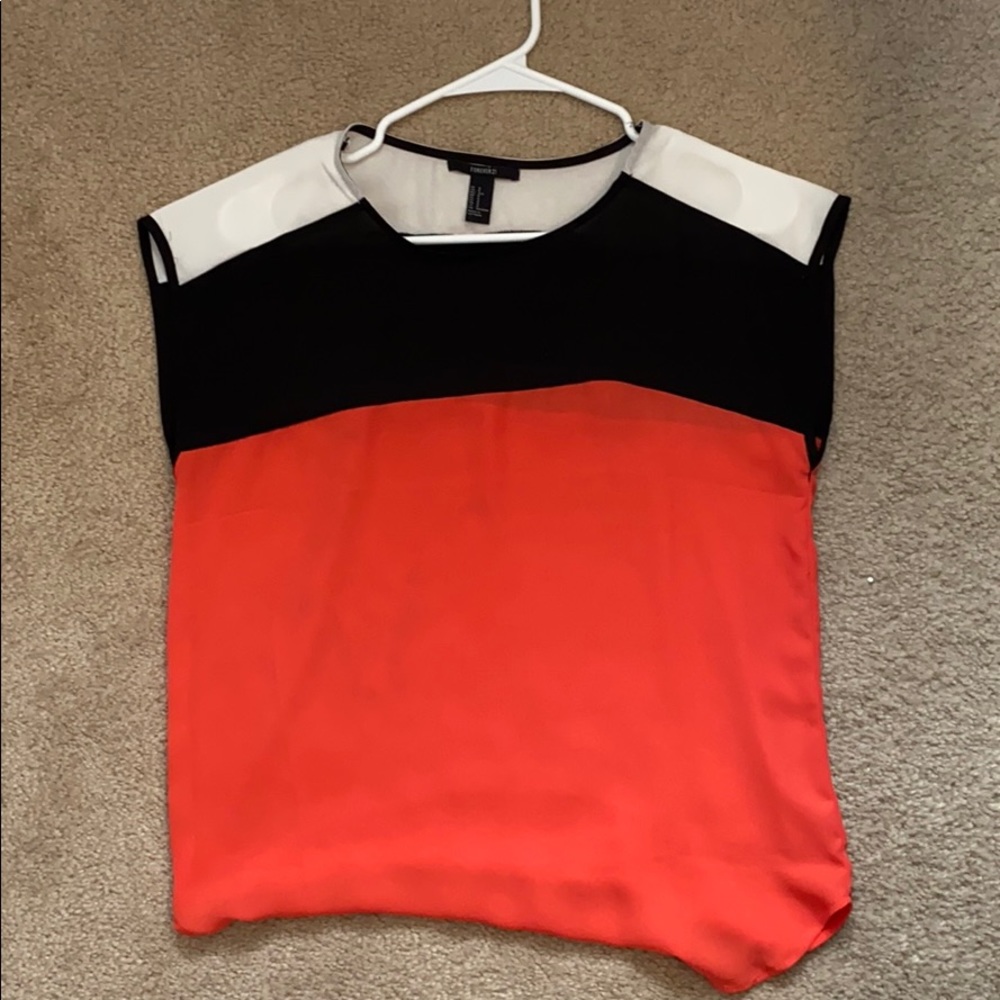 Forever 21 cap sleeve color block blouse